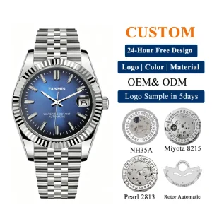 Custom Private Label NH35 Movement Mod With Sapphire Case Mechanical Japan Watch