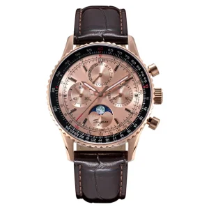 Custom Sapphire Glass ST1908 Seagull Mechanical Chronograph Manual Hand Winding Swanneck Moon Phase Watch Men