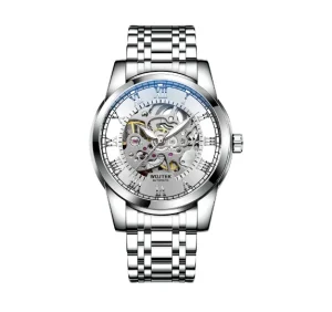 Custom Skeleton Mechanical Watch for Men Roman Number Dial 41mm Stainless Steel 20mm Waterproof Hollow Wrist Watch