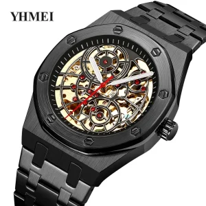 Custom Skeleton Stainless Steel Mechanical Automatic Watch for Men