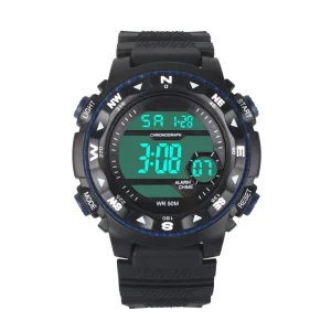 Custom Sport Fashion Boys Plastic Digital Wrist Watches Chronograph Stopwatch Waterproof 50M