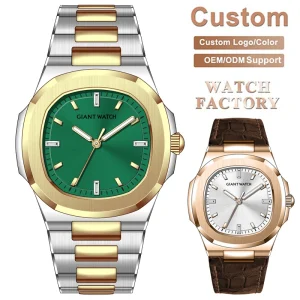 Custom Stainless Steel Square Business Luxury Men’s Watch with Quartz Movement and 3BAR Water Resistance