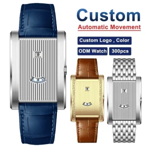 Custom Vintage Style Jump Watch Stainless Steel Brushed Case Leather or Steel Strap Men Automatic Watch