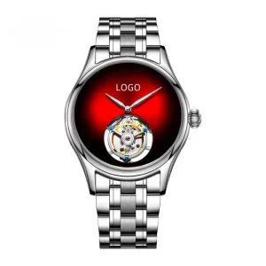 Custom Watches Manufacturer Gradient Color Dial Luxury Sapphire Fine Steel Waterproof Flying Tourbillon Watch for Men