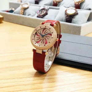 Custom Women’s Quartz Watch with Large Dial and Waterproof Diamond Studded Design