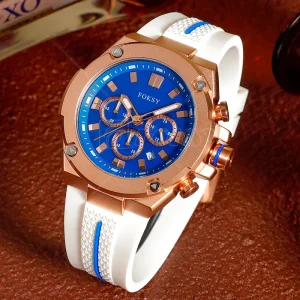 Custom Your Logo 3ATM Waterproof Alloy Silicone Strap Men Quartz Chronograph Men Wrist Luxury Watch