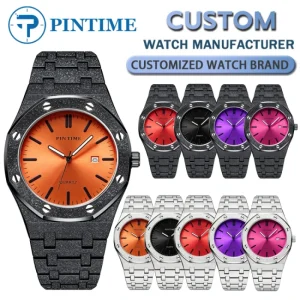 Custom Your Logo Men’s Luxury High Quality Stainless Steel Waterproof Quartz Watch Calendar Frosted Casing Men Watch