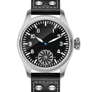 Custom logo Classical Vintage 43mm Hand Winding Small Dial Mechanical 316L Stainless Steel Pilot Men Watch