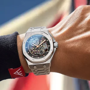 Custom logo Luxury Skeleton Dial Frosted Japan Movement Men Automatic Mechanical Watch