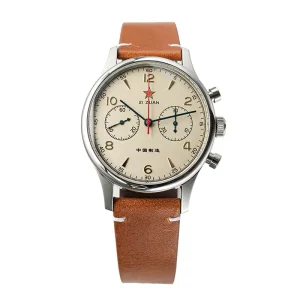 Custom logo Vintage Luxury Dome Hand Winding ST19 Chronograph Mechanical pilot Watch Man for Small Order