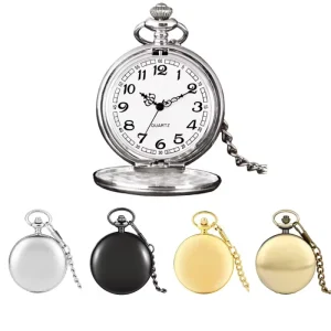 Customizable Classical Surface Laser logo Quartz Pocket Watch Flip Cover Retro Gold Pocket Watch