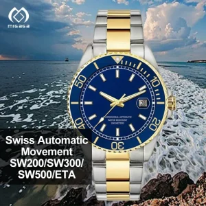 Customizable Design Business Sport Use Silver Stainless Steel Band Case Pointer Dial Display Mens Automatic Dive Watch