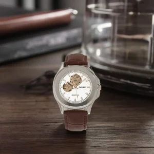 Customizable Luxury Automatic Business Sport Watch Stainless Steel Sapphire 24mm Leather Strap Glass Dial Pointer Day Alloy