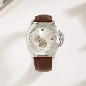 Customizable Luxury Sport Leather Band Business Automatic Mechanical Stainless Steel Watch