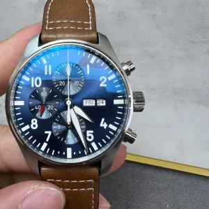 Customizable Men’s Stainless Steel Case Genuine Leather Strap Sapphire Crystal Business Mechanical Watch