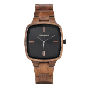 Customizable Natural Wood Square Wrist Watches, MIYOTA CHARM, 3BAR Water Resistant, Men Women