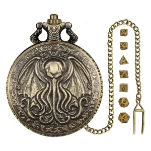 Customizable New Style Polyhedral Animal Pattern Metal Pocket Shell Watch RPG Board Games Accessory for Dungeons Dragons Dice