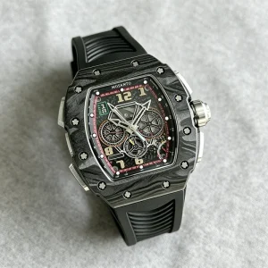 Customization Luxurious Water Resistance Sports Men’s Open Face Carbon Fiber Mechanical Chronograph Watch