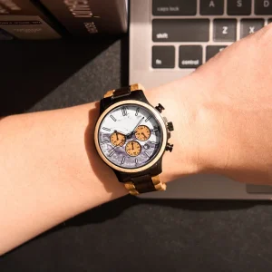 Customize Logo Luxury Wood Watch with Metal Case for Man