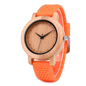 Customized Bamboo Wood Watches with Silicone Band