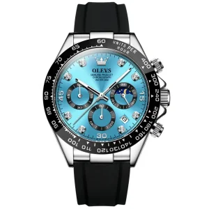 Customized Fashion Chronograph Multi Functional Sport Men Watch Waterproof Multi Function Movement Silicone Band Male Watch