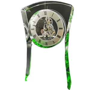 Customized Logo Crystal Personalized Trophy Desk Standing Clock 3D Laser Engraving Souvenir Watch Awards