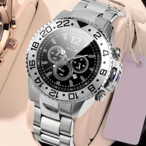Customized Logo Fashion Business Luxury Antique Stainless Steel Waterproof Auto Date Chronograph Quartz Watch 48mm Unisex