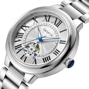Customized Logo Flywheel Hollowed Out Stainless Steel Men’s Mechanical Watch