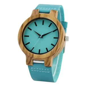 Customized Logo Leather Strap Wooden Quartz Watches for Men Women Fashion Luxury Pointer