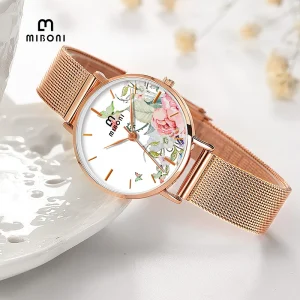 Customized Luxury Fashion Elegant Alloy Stainless Steel Mesh Belt Ladies’ Quartz Business Women’s Pointer 30bar Water Watch