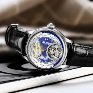 Customized Men’s Automatic Mechanical Watches Fashion Blue Earth Waterproof Tourbillon Watch for Men