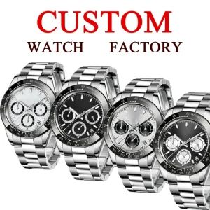 Customized Multifunctional Men’s Quartz Chronograph Watch Three Eyes Six Needles Pointer Movement Stainless