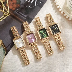 Customized New Arrival Light Luxury Fashion Stainless Steel Strap Square Quartz Watches Ladies Women