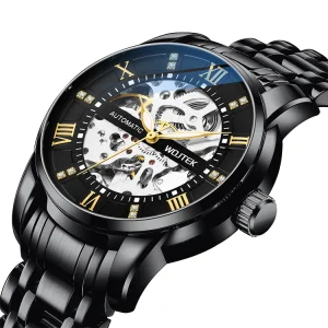 Customized OEM Men’s Skeleton Automatic Wrist Watches Classic Design Stainless Steel Band Luxury Business Watch