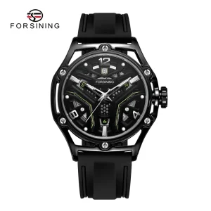 Customized Orologi Luxury Men Wrist Watches Easy Release Black Silicone Band Skeleton Automatic Mechanical Watch Man