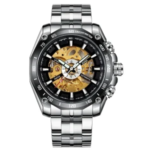 Customized Personalized Fashionable Watch Timing Function Hollow Design Mechanical Watch Suitable Outdoor Activities Men Watch