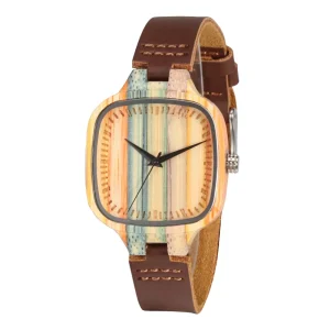 Customized Women’s Wooden Sport Watch with Seiko Movement Limited Edition Quartz Dial Displaying Pointer