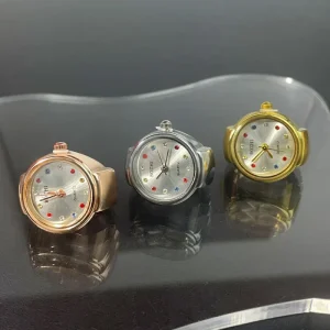 Cute Actual Digital Ring Watch Minimalist Watch Ring Color Dot Dial Stainless Steel Flip Round Mini Finger Watch Rings