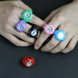Cute Actual Digital Ring Watch Minimalist Watch Ring Steel Candy Color Mini Finger Watch Rings