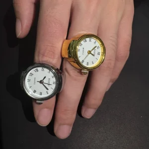 Cute Actual Digital Ring Watch Minimalist Watch Ring Steel Diamonds Points Dial Mini Silver Finger Open Watch Rings