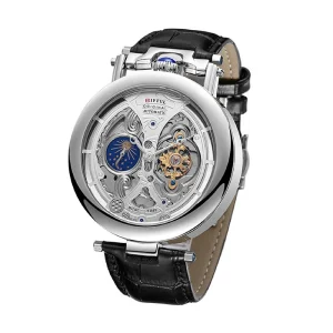 DF-Z2032-1 Elegant Fashion Men Mechanical Hollow Out Watch Leather Band Automatic Trendy Men’s Sports Waterproof Watches