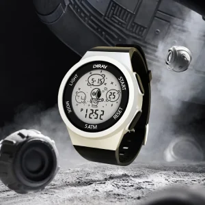 DIRAY Fashion LED Electronic Chronograph Alarm Watch for Boys 3BAR Water Resistant Student Dual Time Digital Sports Unisex