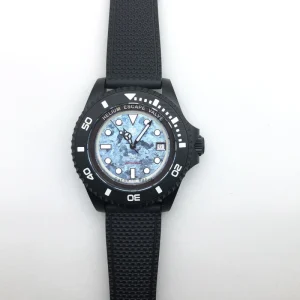 Damascus Steel Sport Dive Watch Sellita Movement Sapphire Crystal Titanium Dial 1000M Water Resistance Deep Diver Watch