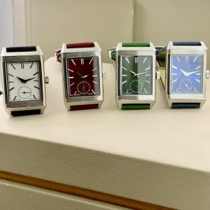 Dark Green Dial Rectangular Mechanical Watch with Stainless Steel Leather Strap Vintage Business Men’s Wristwatch