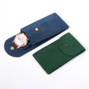 Dark Green Watch Holder Box Pouch Portable Travel Eco-friendly Pocket Portable Velvet Watch Case