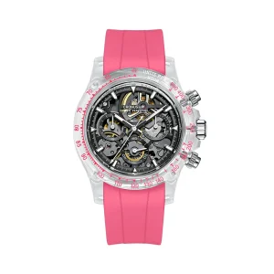 Day tona Luxury Men’s Automatic Mechanical Watch Hangzhou Movement Unique Hollow Design Crystal Case Hip Hop Rubber Band Custom