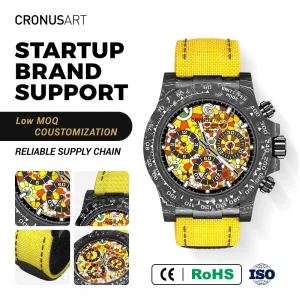 Day tona Openwork Round Men’s Mechanical Watches with Sapphire Crystal Glass and Carbon Fiber Case