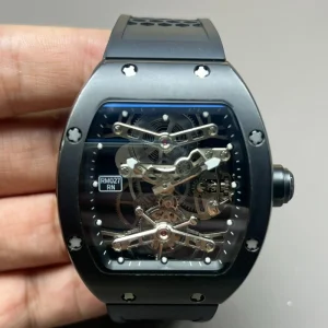 Designer Fashion Tourbillon Watch with Tonneau Case Alloy Rubber Band Pointer Dial Unisex Mechanical Watch RM027