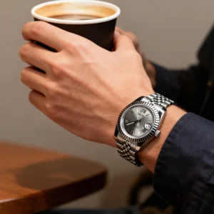 Designer Silver Stainless Steel Automatic Movement 3atm Water Resistant Fully Functional Designer Watches