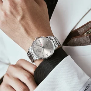 Diamond Automatic Luxury Men Watch Water Resistant Stainless Steel Band Business Mechanical Watch